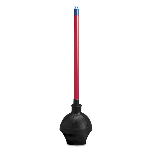 Toilet Plunger, 18" Plastic Handle w/ 5 5/8" Dia Bowl, Red/Black | by Plexsupply