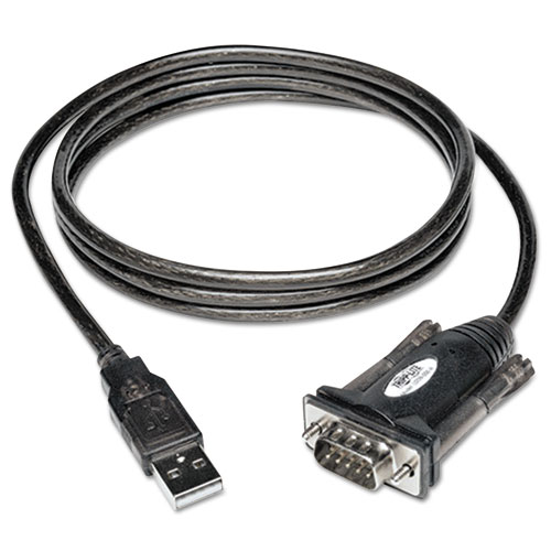USB-A to Serial Adapter Cable, DB9 (M/M), 5 ft., Black | by Plexsupply