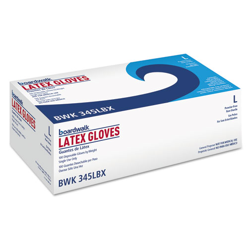 General-Purpose Latex Gloves, Powder-Free, 4.4 mil, Large, Natural, 100/Box