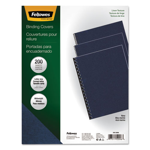 Linen Texture Binding System Covers, 11 x 8-1/2, Navy, 200/Pack