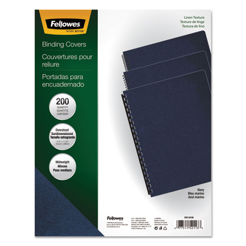 Linen Texture Binding System Covers, 11-1/4 x 8-3/4, Navy, 200/Pack