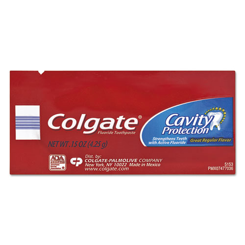 Cavity Protection Toothpaste, Regular Flavor, 0.15 oz Tube, 1000/Carton
