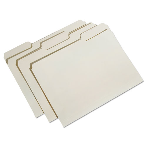 7530015830556 SKILCRAFT Reinforced Top Tab File Folders, 1/3-Cut Tabs: Assorted, Letter Size, Manila, 100/Box