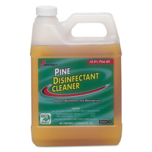 6840013424143, SKILCRAFT, Pine Disinfectant Cleaner, 19.9% Pine Oil, 1,000mL, 24 Bottles/Box