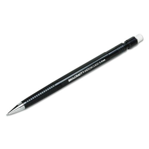 7520001615664 SKILCRAFT American Classic Mechanical Pencil, 0.9 mm, HB (2.5), Black Lead, Black Barrel, Dozen