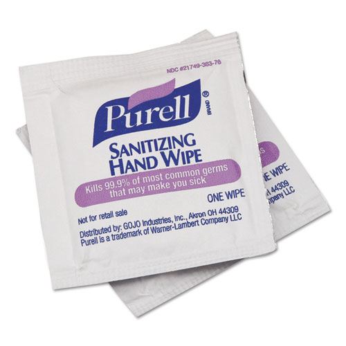 PURELL® Sanitizing Hand Wipes, Individually Wrapped, 4 1/2 x 6 1/2, 1800/Carton