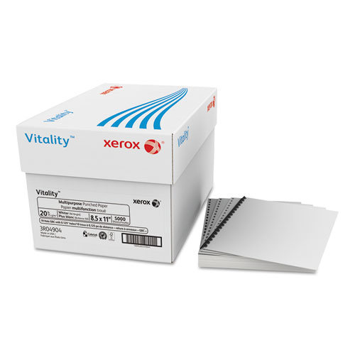 Xerox® Vitality Multipurpose Punched Paper, 11-Hole, 20lb, 8 1/2x11, White, 5000 Sheets