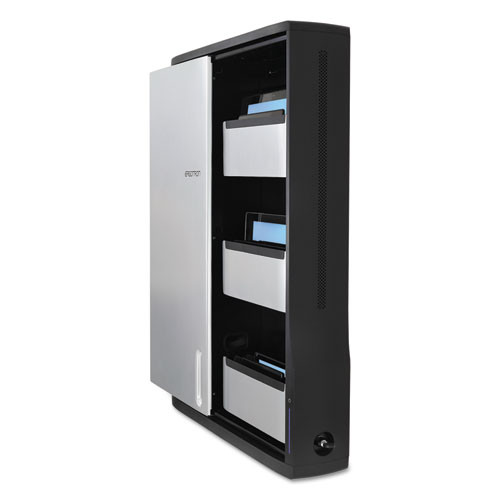 Ergotron® Zip12 Charging Wall Cabinet for 12 Devices, 26.4 x 5.9 x 35.6, Black/Silver