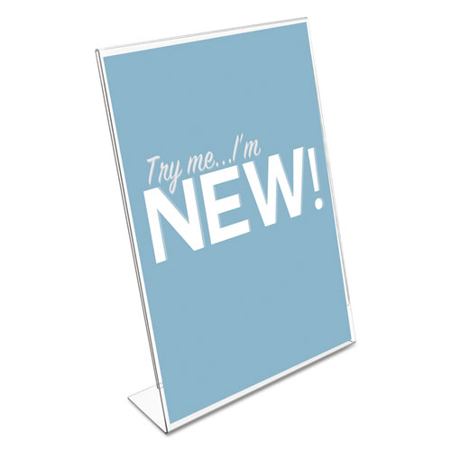 Classic Image Slanted Sign Holder, Portrait, 8 1/2 x 11 Insert, Clear