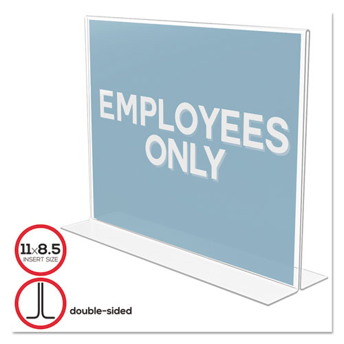 deflecto® Classic Image Stand-Up Double-Sided Sign Holder, Plastic, 11 x 8 1/2 Insert