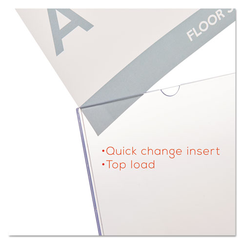 Image of Deflecto® Superior Image Slanted Sign Holder, Portrait, 8.5 X 11 Insert, Clear