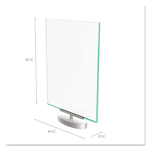 Image of Deflecto® Superior Image Swivel Sign Holder W/Green Edge, 8.5 X 11 Insert, Silver Base