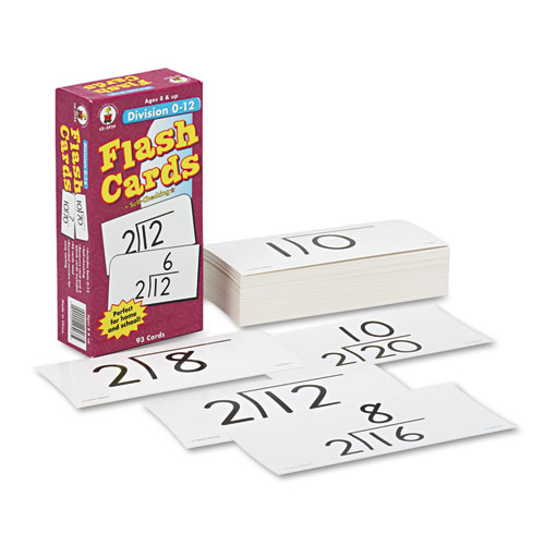 Flash Cards, Division Facts 0-12, 3w x 6h, 93/Pack