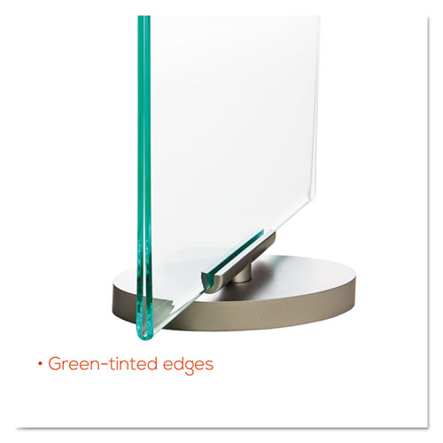 Superior Image Swivel Sign Holder w/Green Edge, 8.5 x 11 Insert, Silver Base