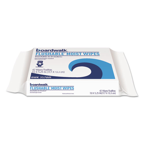 FLUSHABLE MOIST WIPES, REFILL, 7 X 5 1/4, FLORAL SCENT, 42/PACK, 12 PACKS/CARTON