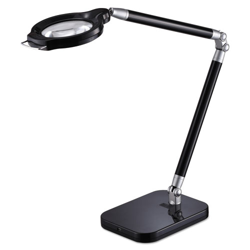 Black+Decker Pureoptics Summit Zoom Ultra Reach Magnifier Led Desk Light, 2 Prong, 29" High, Black