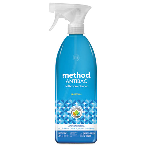 Method® Antibacterial Spray, Bathroom, Spearmint, 28 oz Bottle, 8/Carton