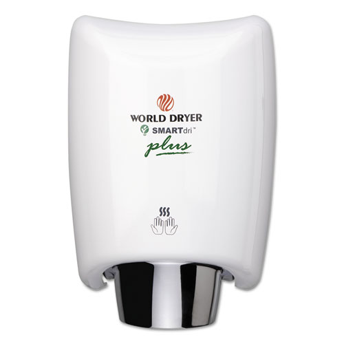 WORLD DRYER® SMARTdri Hand Dryer Plus, Aluminum, White
