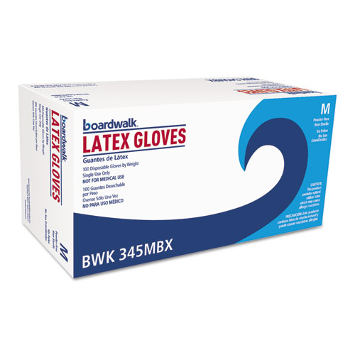 Boardwalk® General-Purpose Latex Gloves, Powder-Free, 4.4 Mil, Medium, Natural, 100/Box