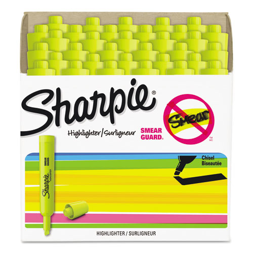 Tank Style Highlighters, Chisel Tip, Fluorescent Yellow, 36/Box