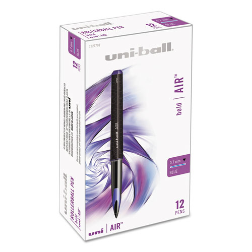 AIR Porous Rollerball Pen, Medium 0.7mm, Blue Ink, Black Barrel, Dozen
