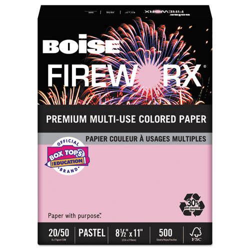 FIREWORX PREMIUM MULTI-USE COLORED PAPER, 20LB, 8.5 X 11, POWDER PINK, 500/REAM