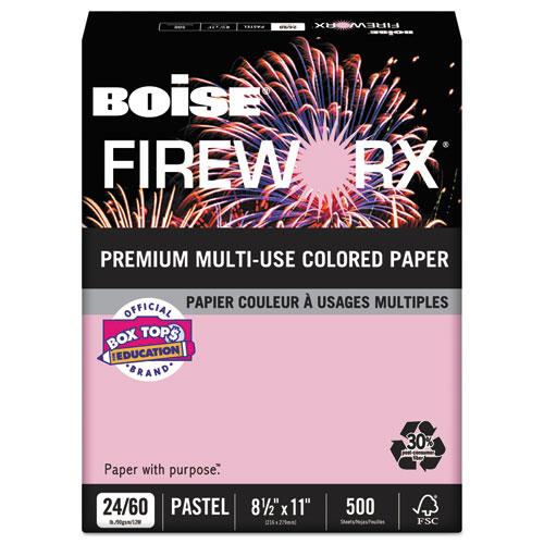 FIREWORX PREMIUM MULTI-USE COLORED PAPER, 24LB, 8.5 X 11, POWDER PINK, 500/REAM
