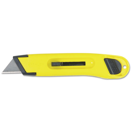 Plastic Light-Duty Utility Knife w/Retractable Blade, Yellow | by Plexsupply