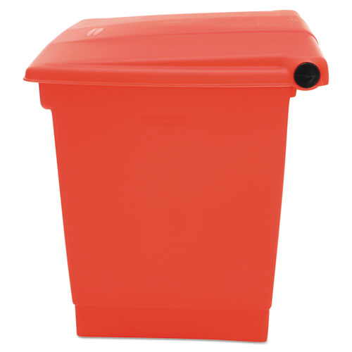 Indoor Utility Step-On Waste Container, 8 gal, Plastic, Red