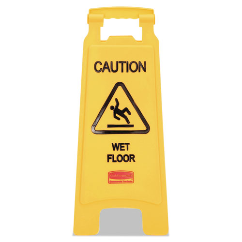 Caution Wet Floor Floor Sign, Plastic, 11 x 12 x 25, Bright Yellow