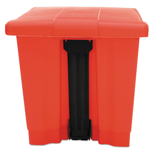 Indoor Utility Step-On Waste Container, Square, Plastic, 8 gal, Red