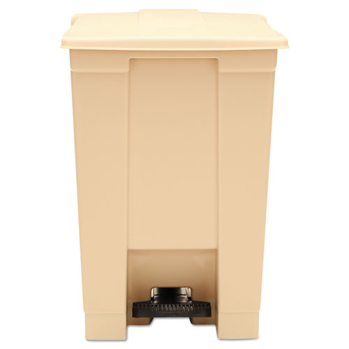 Indoor Utility Step-On Waste Container, 12 gal, Plastic, Beige