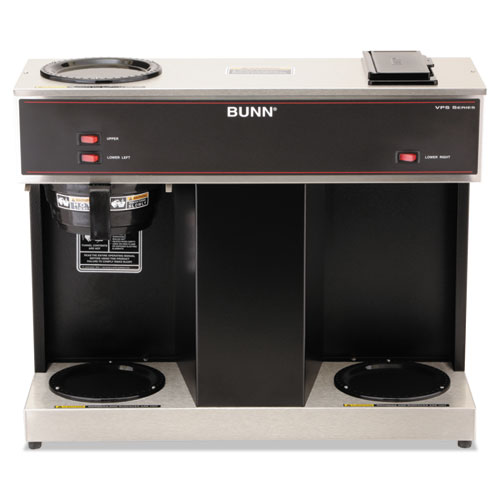Image of Bunn® Pour-O-Matic Three-Burner Pour-Over Coffee Brewer, 12-Cup, Stainless Steel, Black