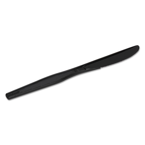 Image of Plastic Cutlery, Heavy Mediumweight Knives, Black, 1,000/Carton