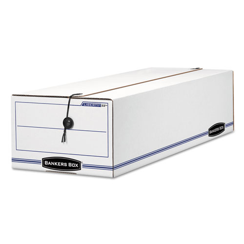 Bankers Box® Liberty Check And Form Boxes, 9.75" X 23.75" X 6.25", White/Blue, 12/Carton
