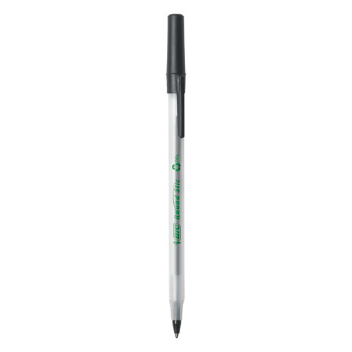 Ecolutions Round Stic Ballpoint Pen Value Pack, Stick, Medium 1 mm, Black Ink, Clear Barrel, 50/Pack