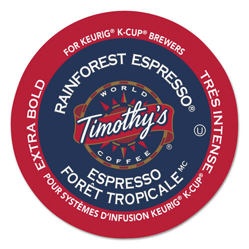 Timothy's World Coffee Rainforest Espresso Coffee K-Cups, 24/Box