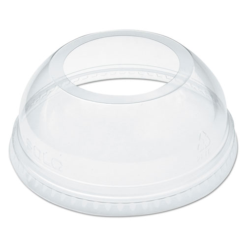 Image of Open-Top Dome Lid, Fits 16 oz to 24 oz Plastic Cups, Clear, 1.9" Dia Hole, 1,000/Carton