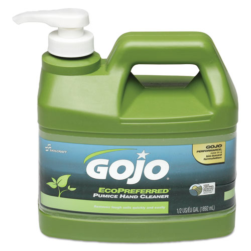 8520016471707 GOJO SKILCRAFT Ecopreferred Pumice Hand Cleaner, 1/2 Gal Pump Bottle, Lime, 6/BX