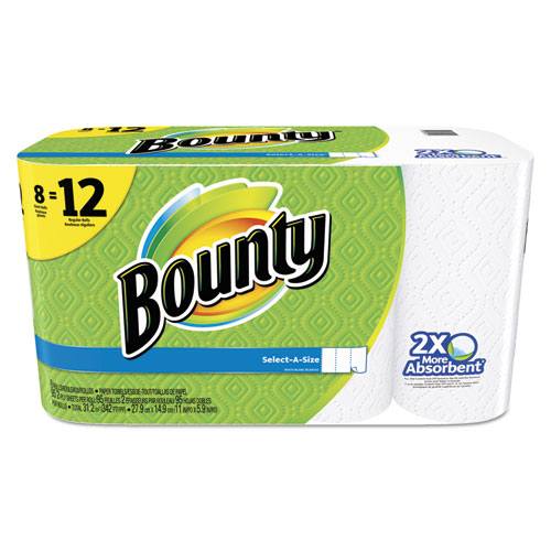 Bounty® Select-a-Size Perforated Roll Towels, 11 x 5.9, White, 105 Sheets/Roll, 12/Pack