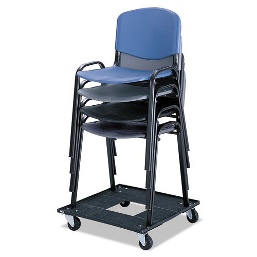Stacking Chair Cart, Metal, 23.13" x 23.13" x 4.5", Black