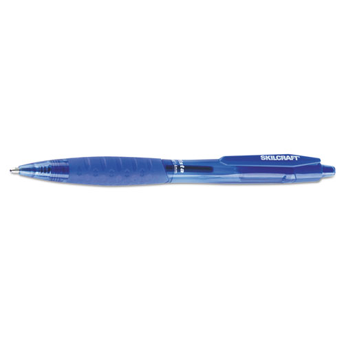 7520016451147 SKILCRAFT VISTA Ballpoint Pen, Retractable, Bold 1.4 mm, Blue Ink, Translucent Blue Barrel, Dozen