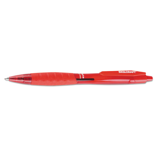 7520016451149 SKILCRAFT VISTA Ballpoint Pen, Retractable, Bold 1.4 mm, Red Ink, Translucent Red Barrel, Dozen