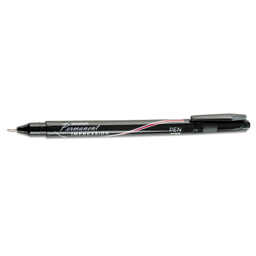 7520016459513 SKILCRAFT Permanent Impression Porous Point Pen, Stick, Fine 0.5 mm, Red Ink, Black Barrel, Dozen