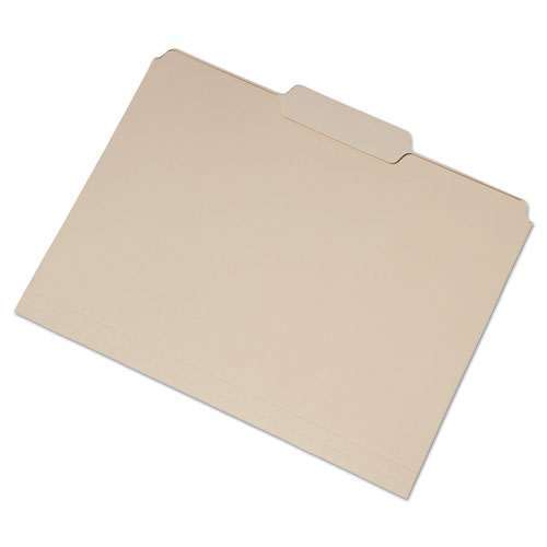 7530016458096 SKILCRAFT Single Tab File Folders, 1/3-Cut Tabs: Center Position, Letter Size, 1" Expansion, Manila, 100/Box