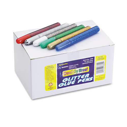 Glitter Glue Pens, Assorted, 10 cc Tube, 72/Pack | by Plexsupply