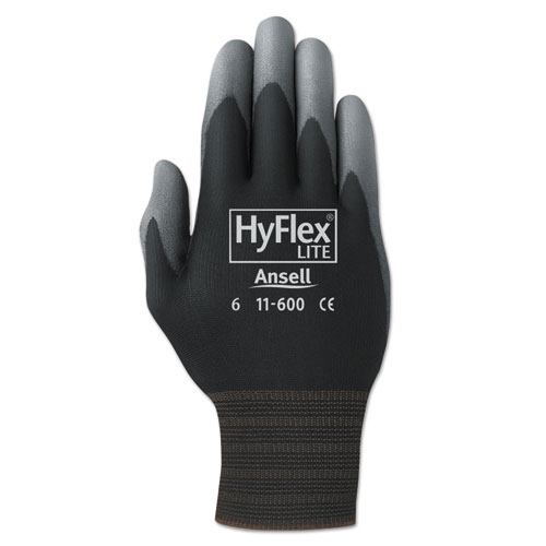 Hyflex Lite Gloves, Black/gray, Size 10, 12 Pairs