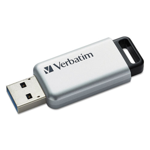 Verbatim® Store 'n' Go Secure Pro USB Flash Drive with AES 256 Encryption, 16 GB, Silver