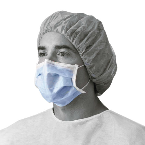 Standard Procedure Face Mask, Cellulose, Blue, 50/Box