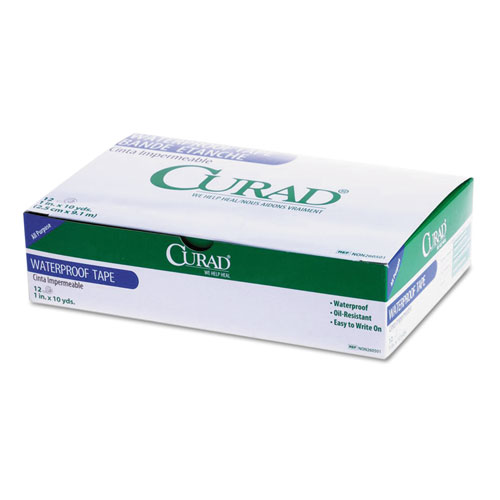 Image of Curad® Waterproof Medical Tape, Polyethylene-Coated Cloth, 1" X 10 Yds, White, 12/Box